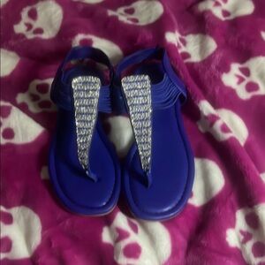 Blue Sandals with Silver Accents